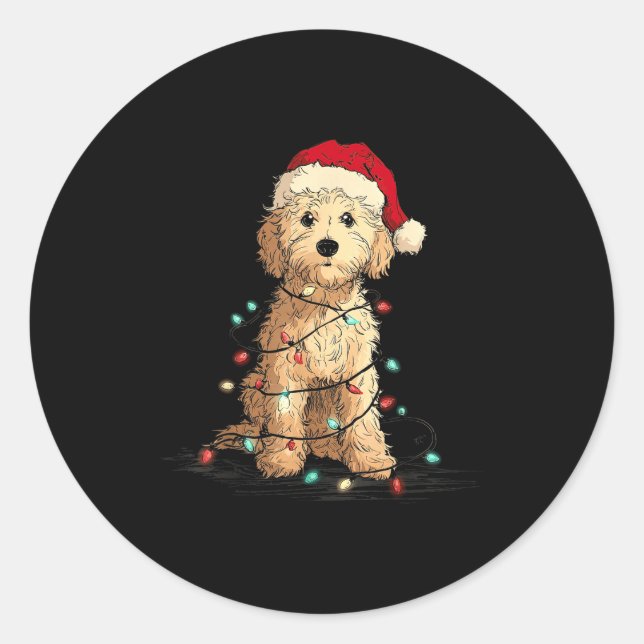 Funny Ao Christmas Graphics Dog Lights Lover  Classic Round Sticker (Front)