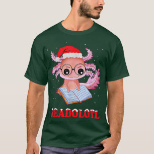 Funny Aolotl Santa Xmas Readolotl Bookworm Book Re T-Shirt