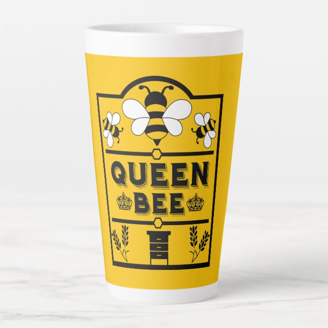 Funny Apiary Honey Queen Bee Latte Mug (Front)