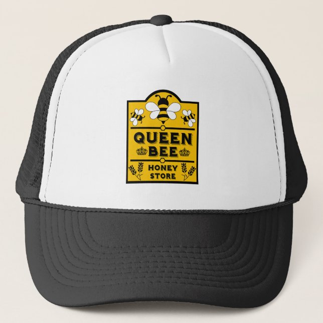Funny Apiary Honey Queen Bee Trucker Hat (Front)