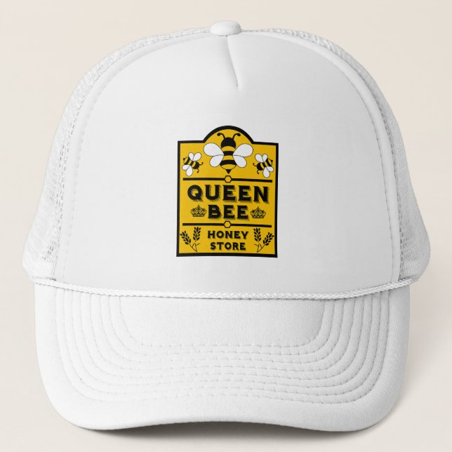 Funny Apiary Honey Queen Bee Trucker Hat (Front)