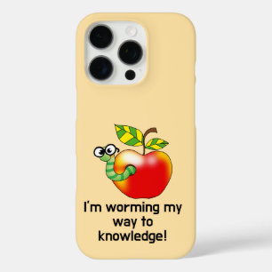 Funny apple and worm education pun art iPhone 16 pro case