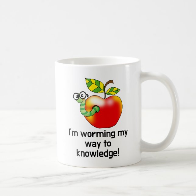Funny apple and worm education pun art coffee mug (Right)