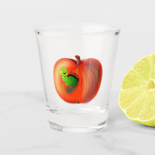 Funny Apple Worm Shot Glass