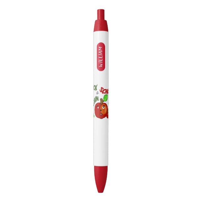 Funny apples back to school black ink pen (Front Vertical)