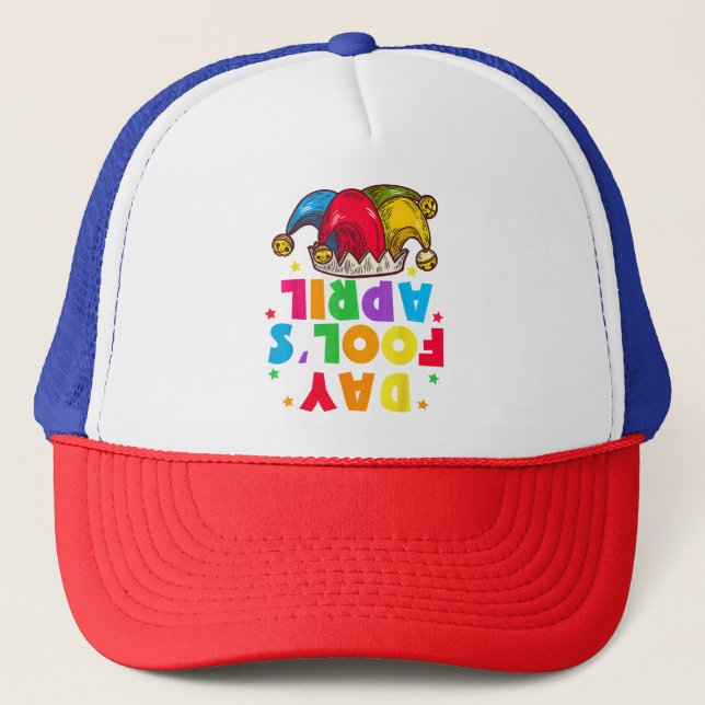 Funny April Fool's Day Pranks Kit 1st April Jokes Trucker Hat (Front)