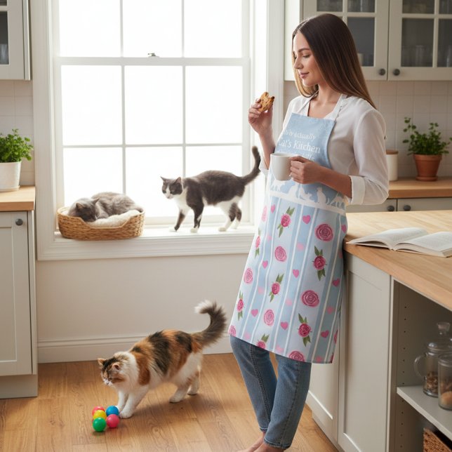 Funny Apron Personalized Cat Lover Mom Floral Paws (Creator Uploaded)