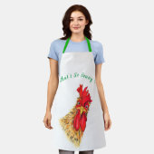 Funny Apron with Surprised Rooster - Custom Text (Worn)