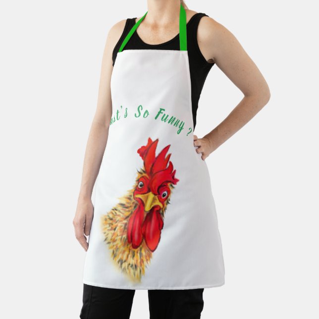 Funny Apron with Surprised Rooster - Custom Text (Insitu)