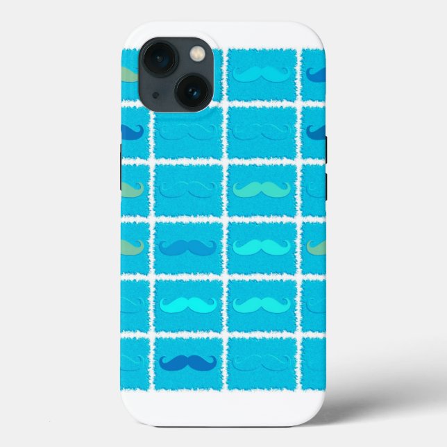 Funny Aqua Moustache Case-Mate iPhone Case (Back)