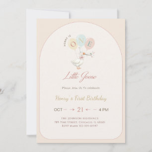 Funny Arch One Little Goose 1st Birthday Party Invitation