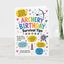Funny Archery Birthday Survival Tips Card