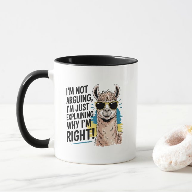 Funny arguing llama word art  mug (With Donut)