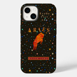 Funny Aries Zodiac Black Red Personalised iPhone 14 Case
