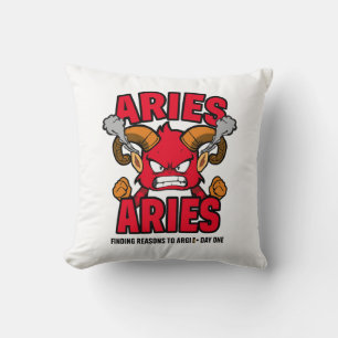 Funny Aries Zodiac Sarcastic Argue Cartoon. Cushion