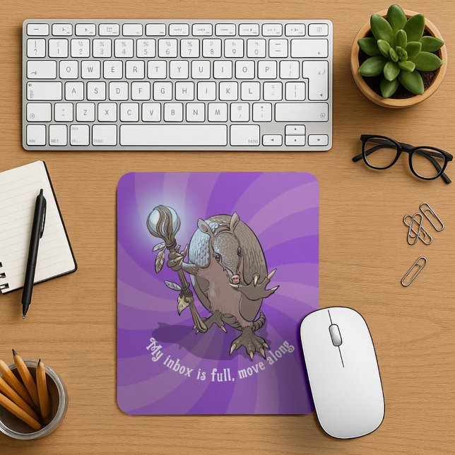 Funny Armadillo Add Your Own Text Hypnotic Cartoon Mouse Pad (Creator Uploaded)