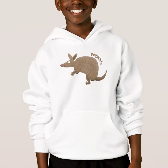 Funny armadillo happy cartoon illustration (Front)