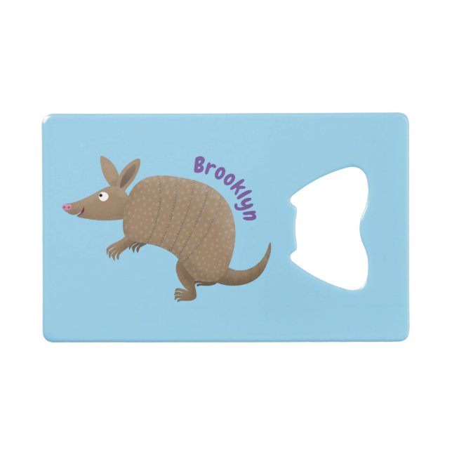 Funny armadillo happy cartoon illustration (Front (Horizontal))