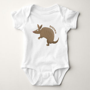 Funny armadillo happy cartoon illustration baby bodysuit