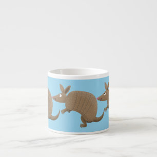 Funny armadillo happy cartoon illustration espresso cup