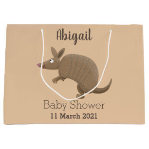 Funny armadillo happy cartoon illustration large gift bag