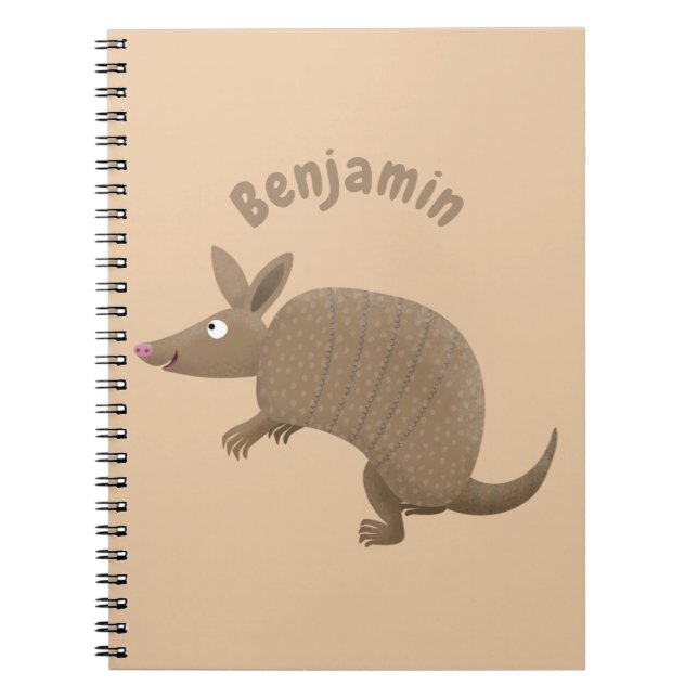 Funny armadillo happy cartoon illustration notebook (Front)