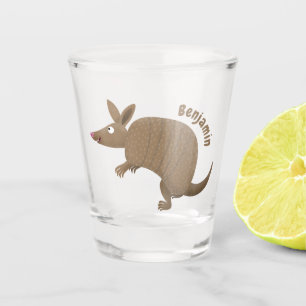Funny armadillo happy cartoon illustration shot glass