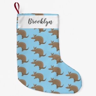 Funny armadillo happy cartoon illustration small christmas stocking