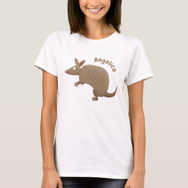 Funny armadillo happy cartoon illustration T-Shirt (Front)