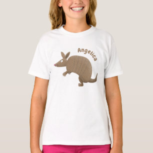 Funny armadillo happy cartoon illustration T-Shirt
