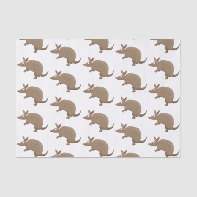 Funny armadillo happy cartoon illustration tissue paper (Front)