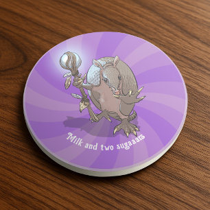 Funny Armadillo Milk & Two Sugars Hypnotic Cartoon Coaster