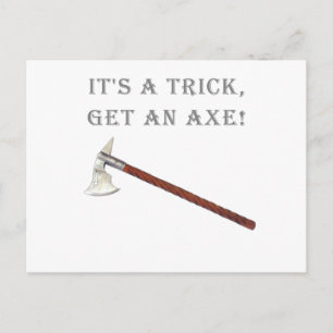 Funny Army of Darkness Trick Axe Movie Humour Postcard
