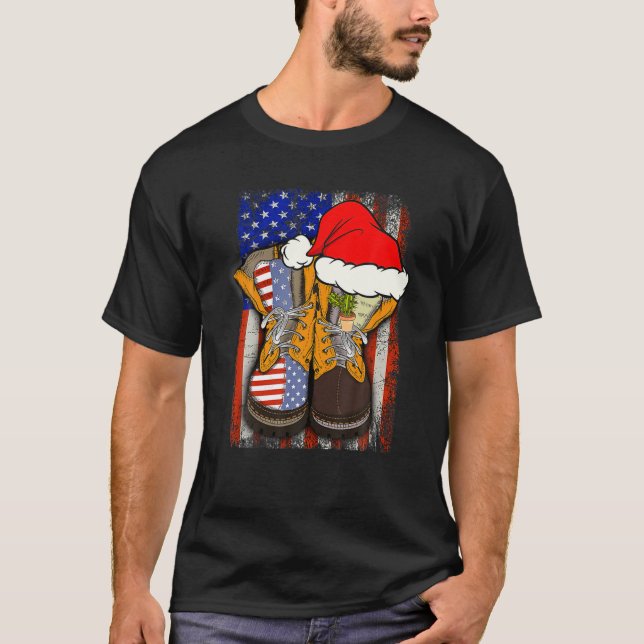 Funny Army Veterans Shoes Christmas Xmas Outfit T-Shirt (Front)