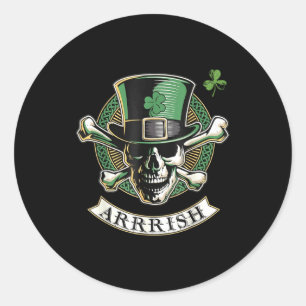 Funny Arrish Irish Rate St Patricks Day Rate Men G Classic Round Sticker