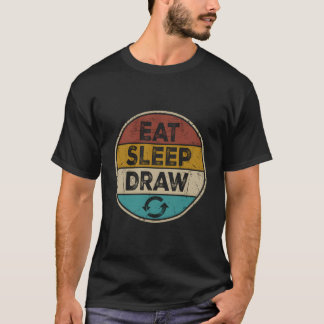 Funny Art Drawing Artist Retro Vintage Eat Sleep D T-Shirt