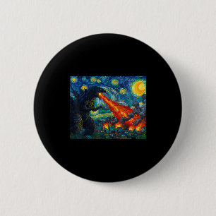 Funny Art Japanese Monster Kaiju In Van Gogh Starr 6 Cm Round Badge