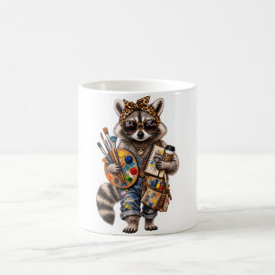 Funny Art Teacher Racoon– Vintage Artist Animal Coffee Mug