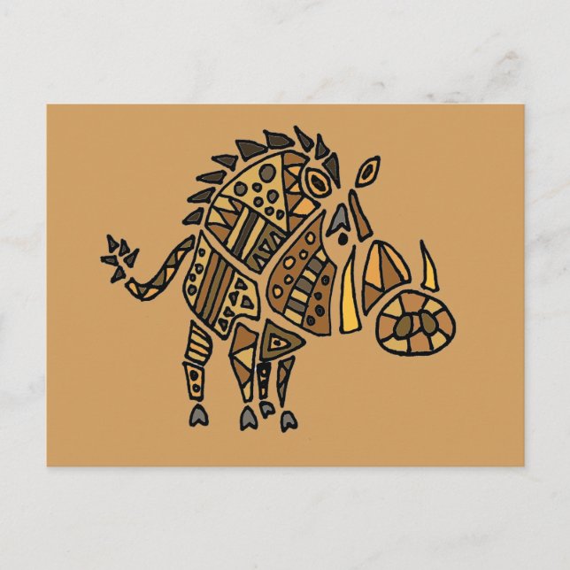 Funny Artistic Warthog Abstract Art Postcard (Front)