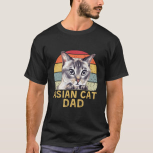 Funny Asian Cat Dad Retro Vintage Cats Lover Heart T-Shirt