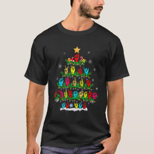 Funny Asl Tree Sign Language Xmas Deaf Pride Gift T-Shirt