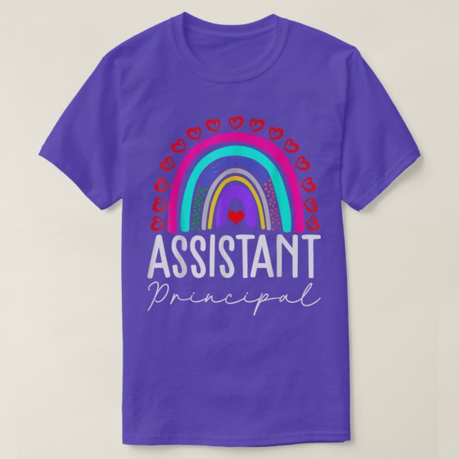 Funny Assistant Principal Rainbow Heart Sunset Gif T-Shirt (Design Front)