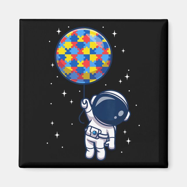 Funny Astronaut Bylloon Autism Awareness Space Lov Magnet (Front)