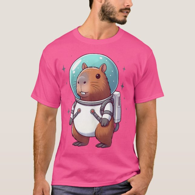 Funny Astronaut Capybara Graphic Astronomy Space L T-Shirt (Front)