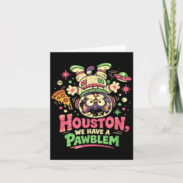 Funny astronaut cat pawblem meme  card (Front)