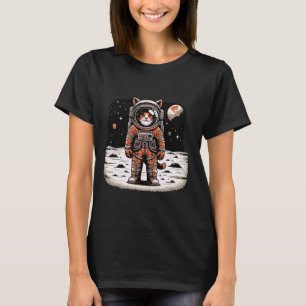 Funny Astronaut Cat Space Cat on the Moon Kitten K T-Shirt