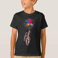 Funny Astronaut Floating Planet Balloon T-Shirt