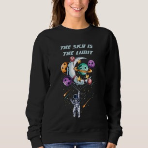 Funny Astronaut Holding a Balloon of Planets Sweatshirt