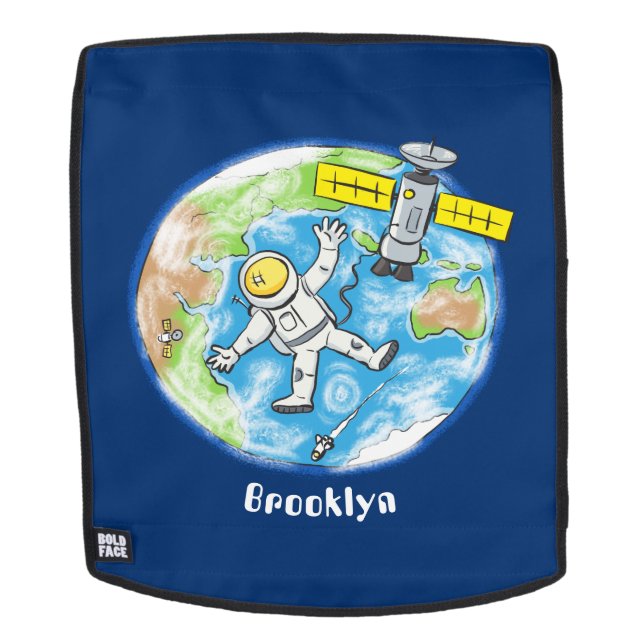 Funny astronaut in space and earth cartoon backpack (Removable Face)