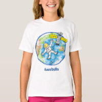 Funny astronaut in space and earth cartoon